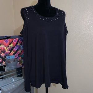 Harley Davidson Cold Shoulder Stud Detail Blouse